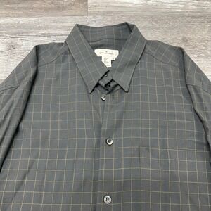 Ermenegildo‎ Zegna Graph Check Gray Yellow Mens XL Italy Made Button Up Shirt